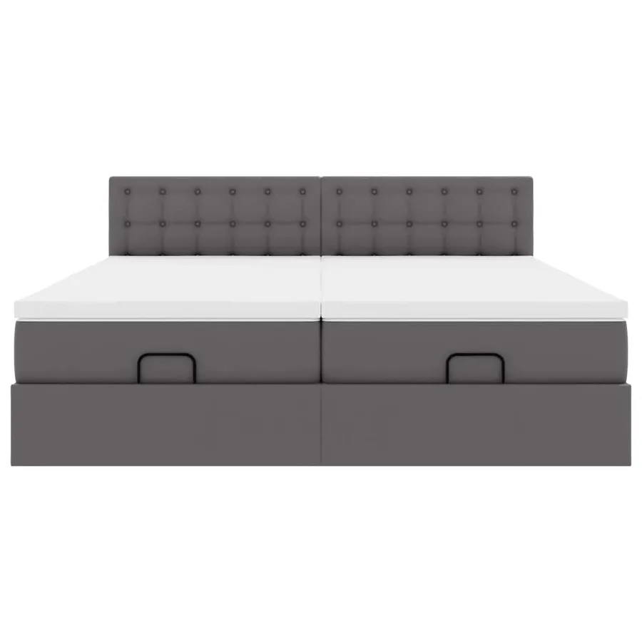 Cadre de lit ottoman avec matelas gris 200x200 cm similicuir - 6