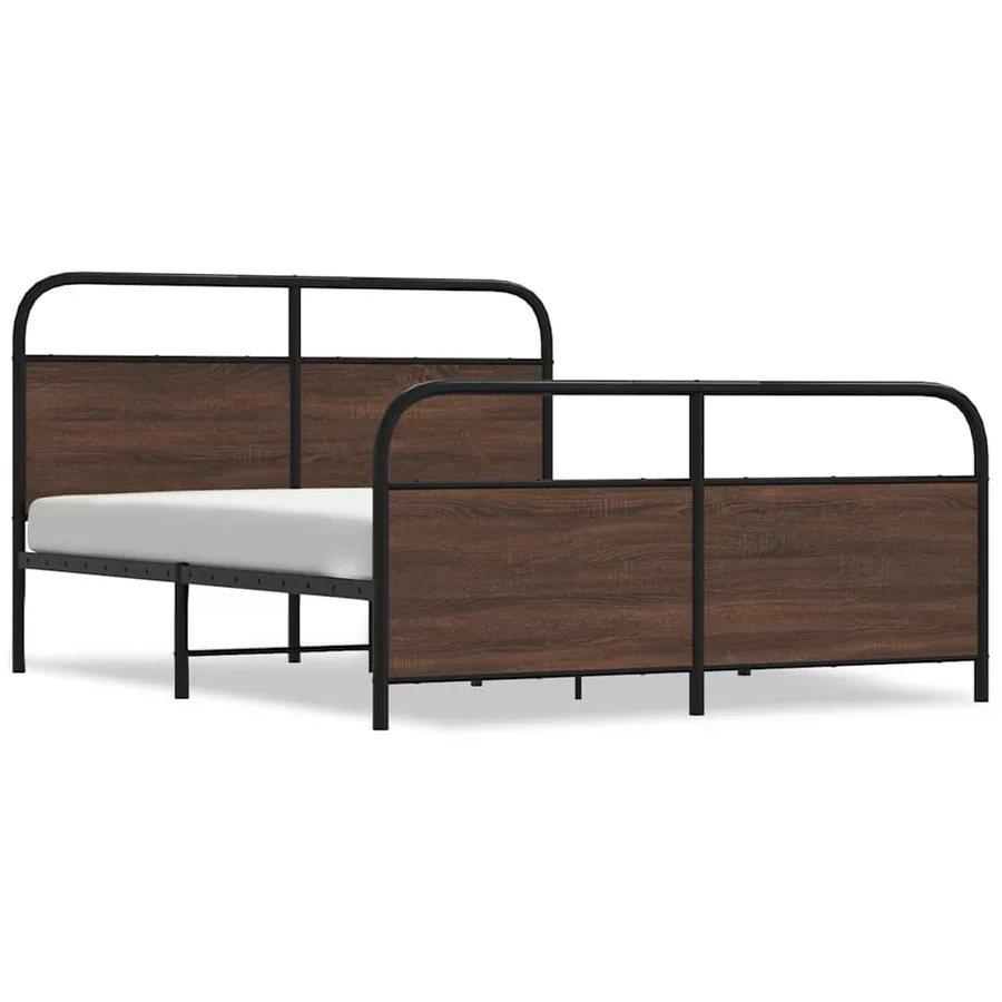 Cadre de lit en métal sans matelas chêne marron 150x200 cm - 2