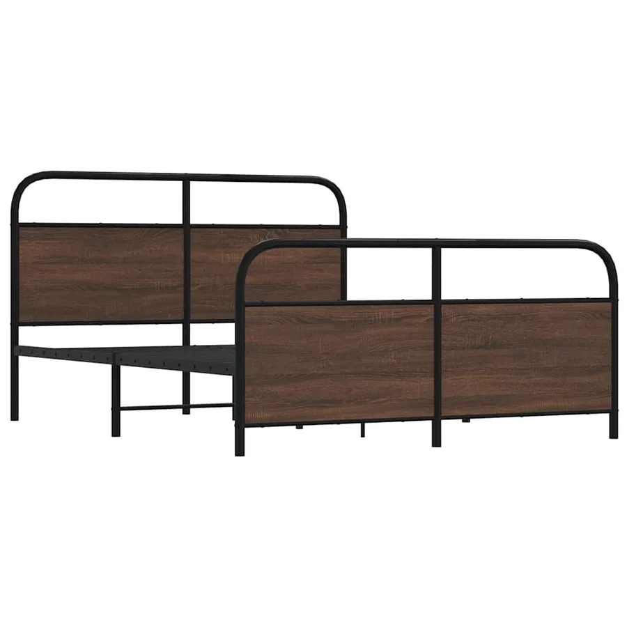 Cadre de lit en métal sans matelas chêne marron 150x200 cm - 3