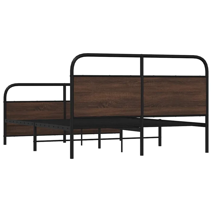 Cadre de lit en métal sans matelas chêne marron 150x200 cm - 7