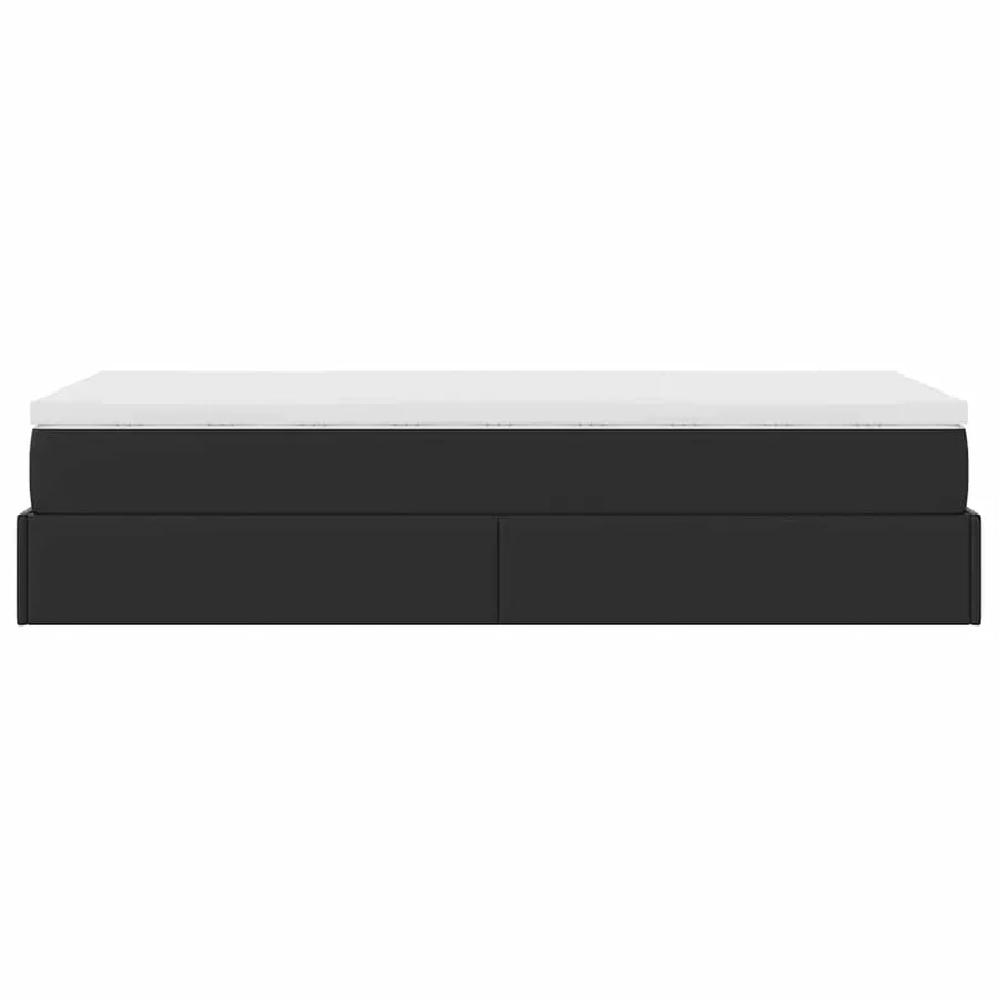 Cadre de lit ottoman avec matelas noir 90x200 cm similicuir - 9