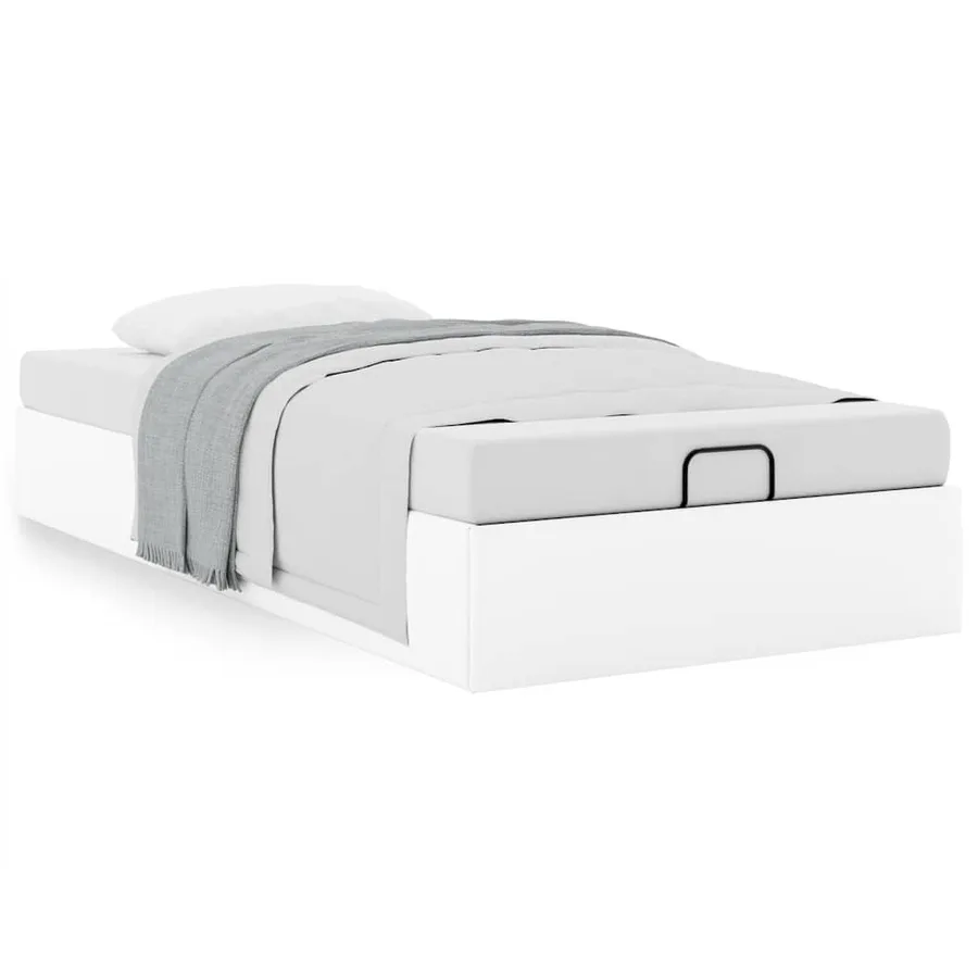 Cadre de lit ottoman sans matelas blanc 90x190 cm similicuir - 4