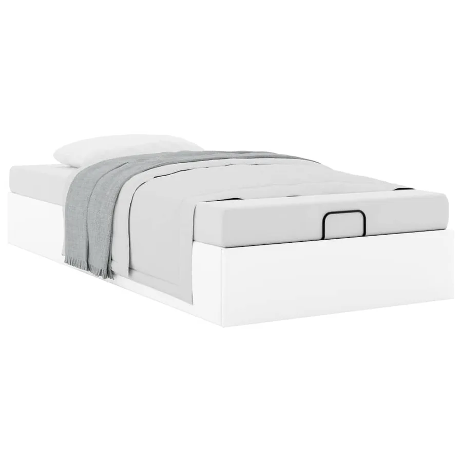 Cadre de lit ottoman sans matelas blanc 90x190 cm similicuir - 5