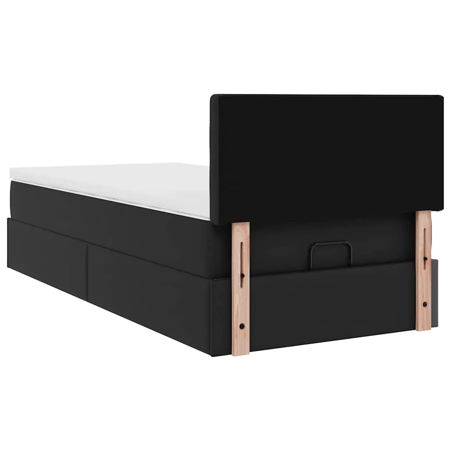 Lit ottoman avec matelas noir 90x200 cm similicuir - 11