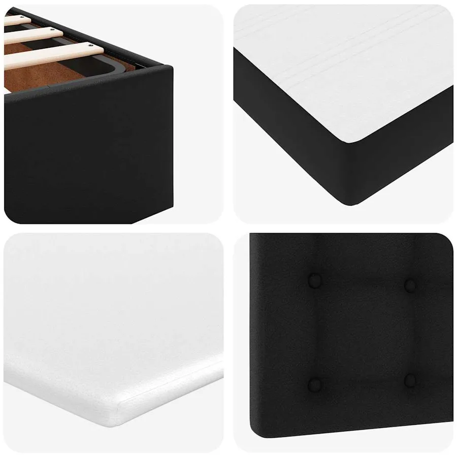 Lit ottoman avec matelas noir 90x200 cm similicuir - 14