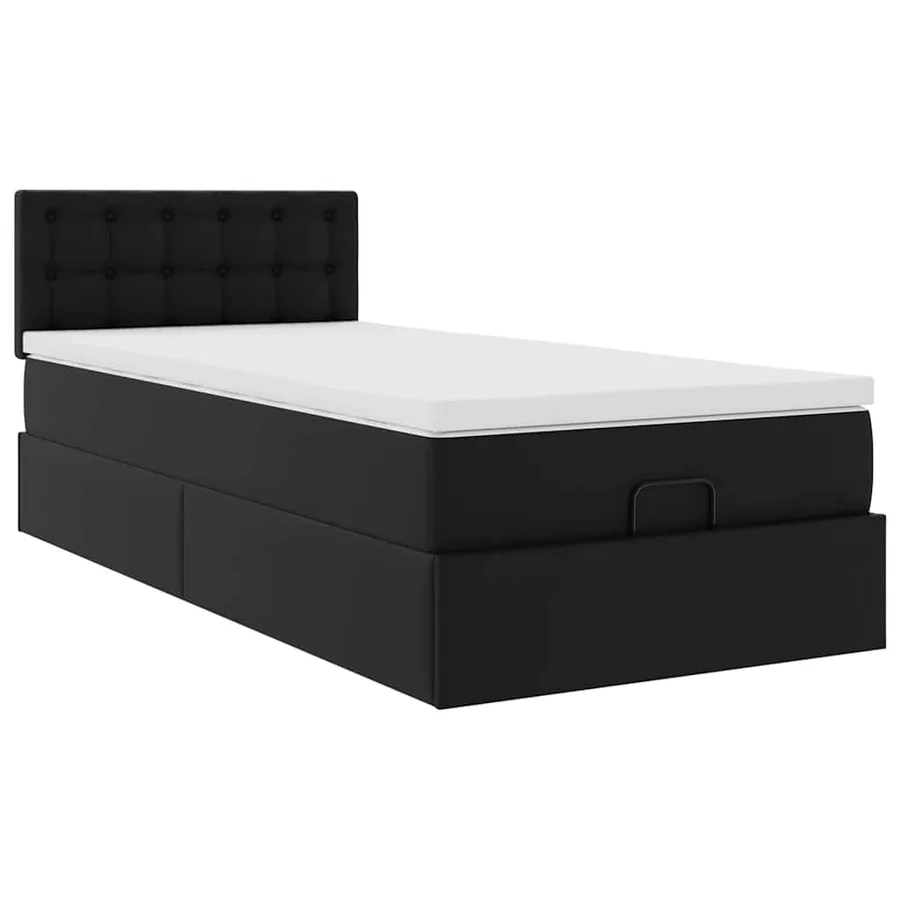 Lit ottoman avec matelas noir 90x200 cm similicuir - 6