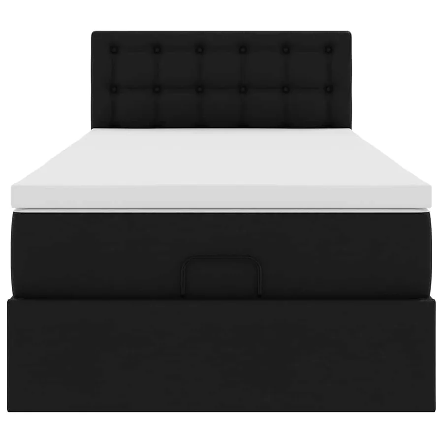 Lit ottoman avec matelas noir 90x200 cm similicuir - 7