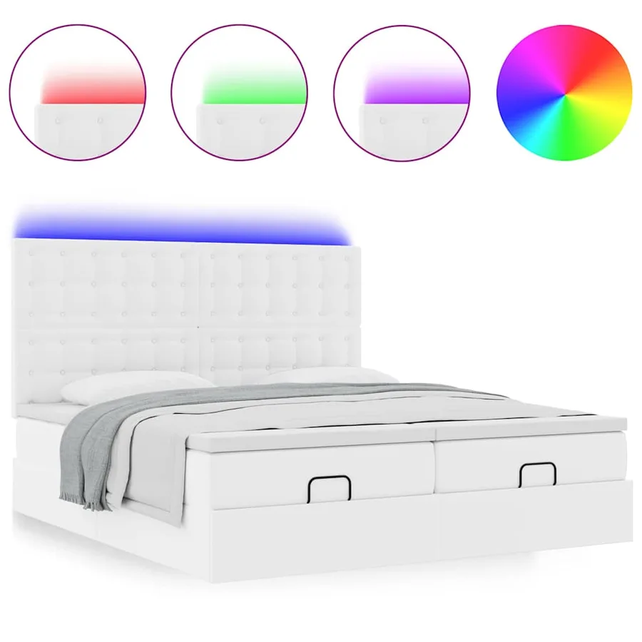 Lit ottoman avec matelas & LED blanc pur 180x200cm similicuir - 5