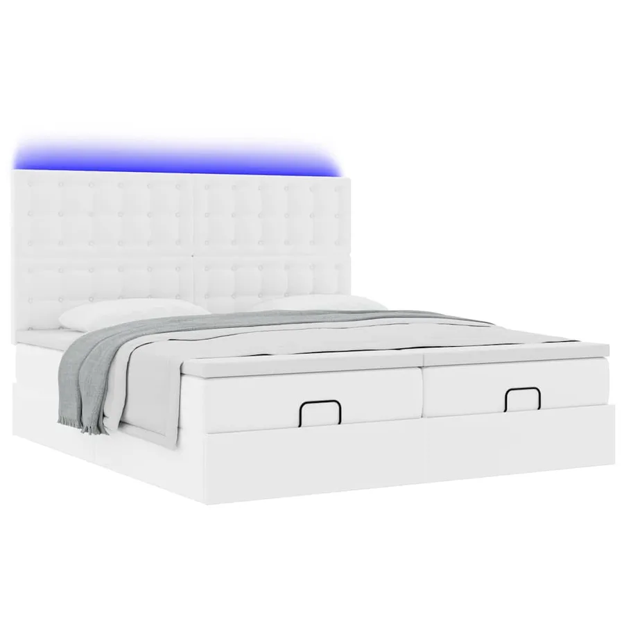 Lit ottoman avec matelas & LED blanc pur 180x200cm similicuir - 6