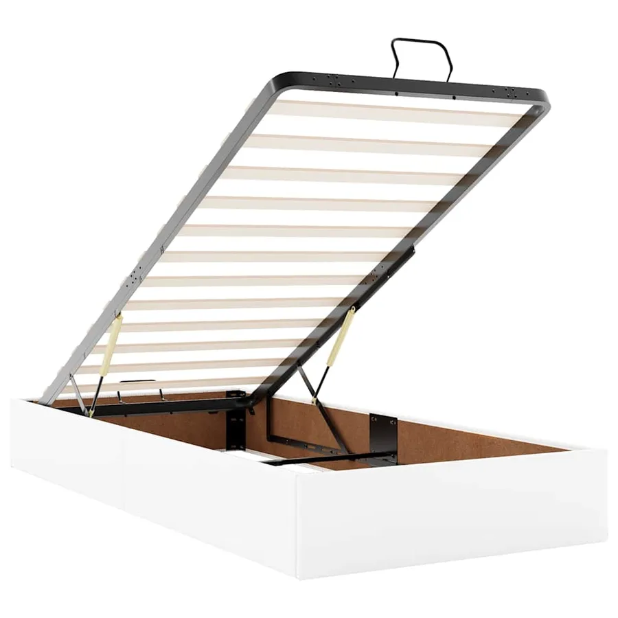 Cadre de lit ottoman sans matelas blanc 90x200 cm similicuir - 10