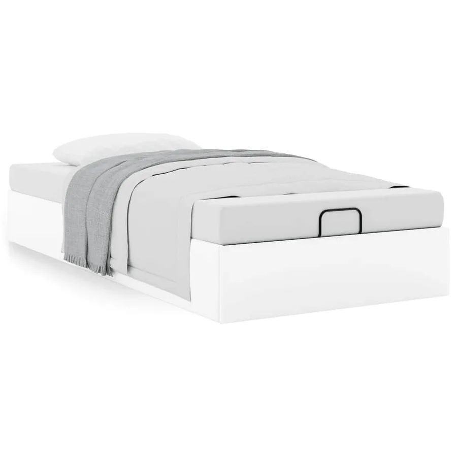Cadre de lit ottoman sans matelas blanc 90x200 cm similicuir - 4