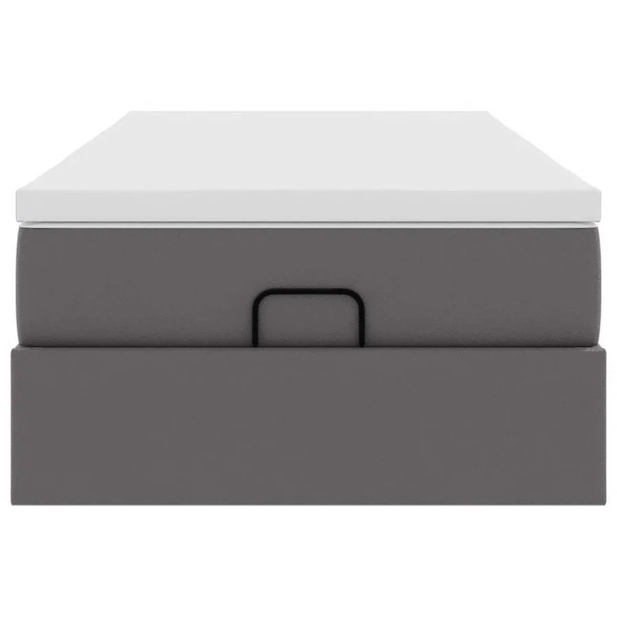 Cadre de lit ottoman avec matelas gris 90x190 cm similicuir - 7