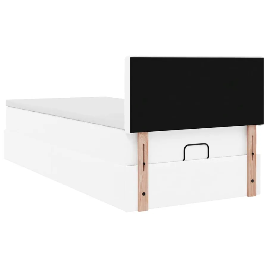 Lit ottoman avec matelas blanc 80x200 cm similicuir - 11