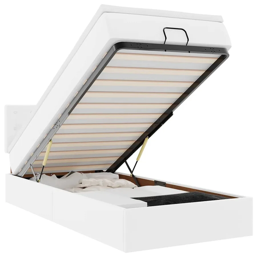 Lit ottoman avec matelas blanc 80x200 cm similicuir - 2