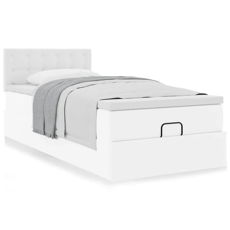 Lit ottoman avec matelas blanc 80x200 cm similicuir - 4