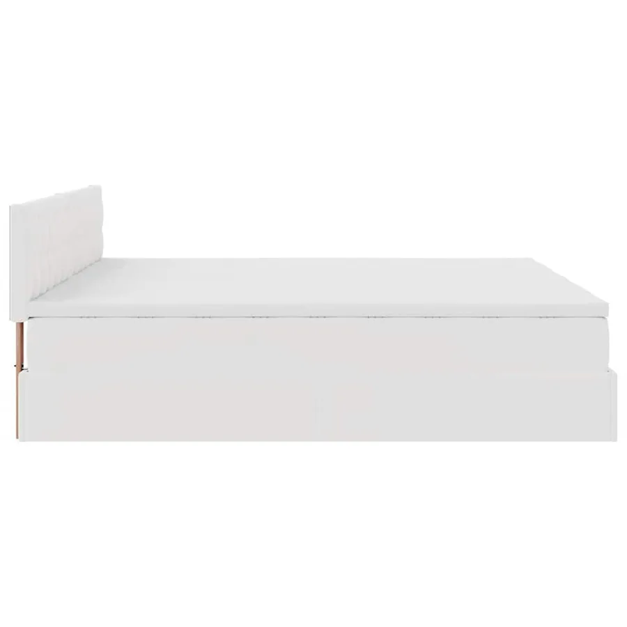 Cadre de lit ottoman avec matelas blanc 160x200 cm similicuir - 11
