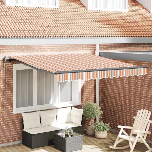 Auvent rétractable Multicolore 350 x 250 cm Tissu et Aluminium
