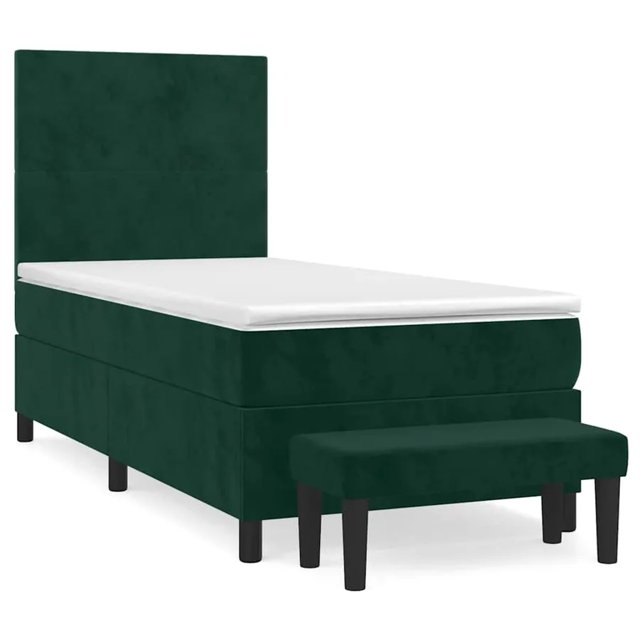 Sommier à lattes de lit avec matelas Vert foncé 90x190 cm - 2