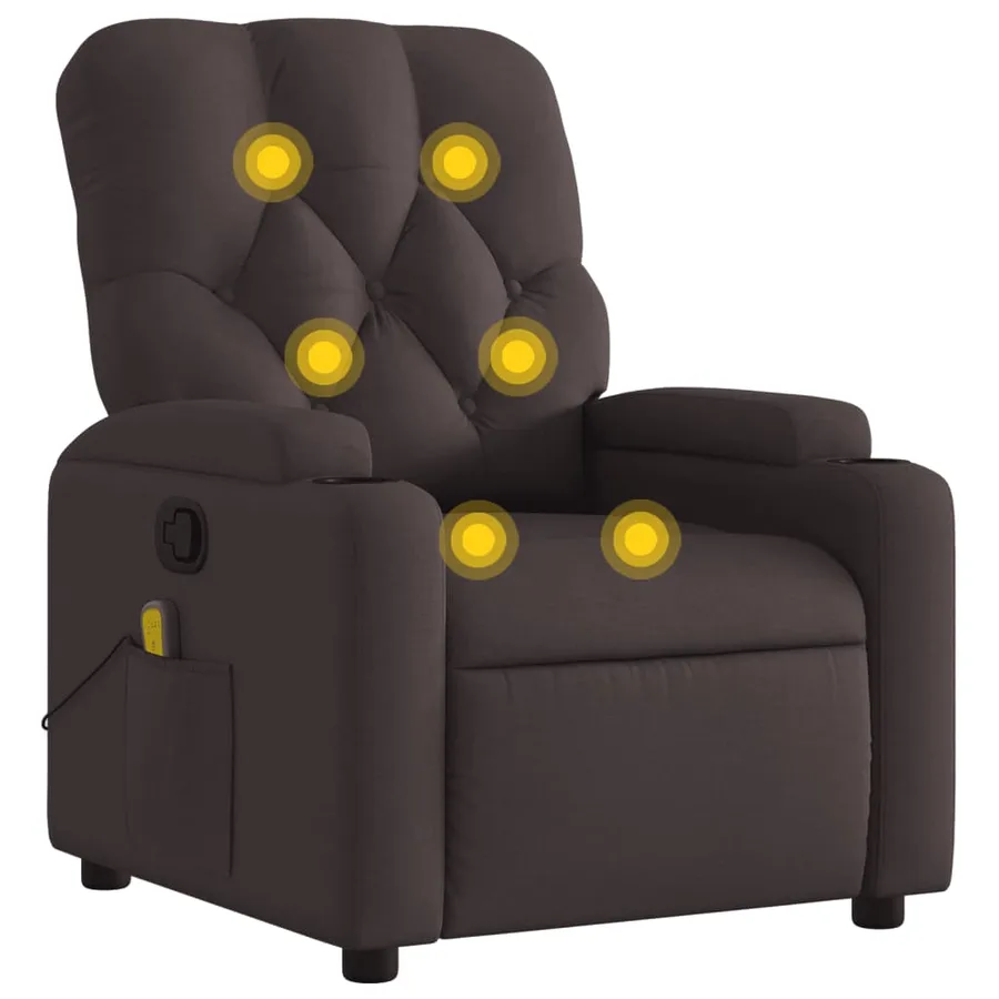 Fauteuil de massage inclinable Marron foncé Tissu - 2