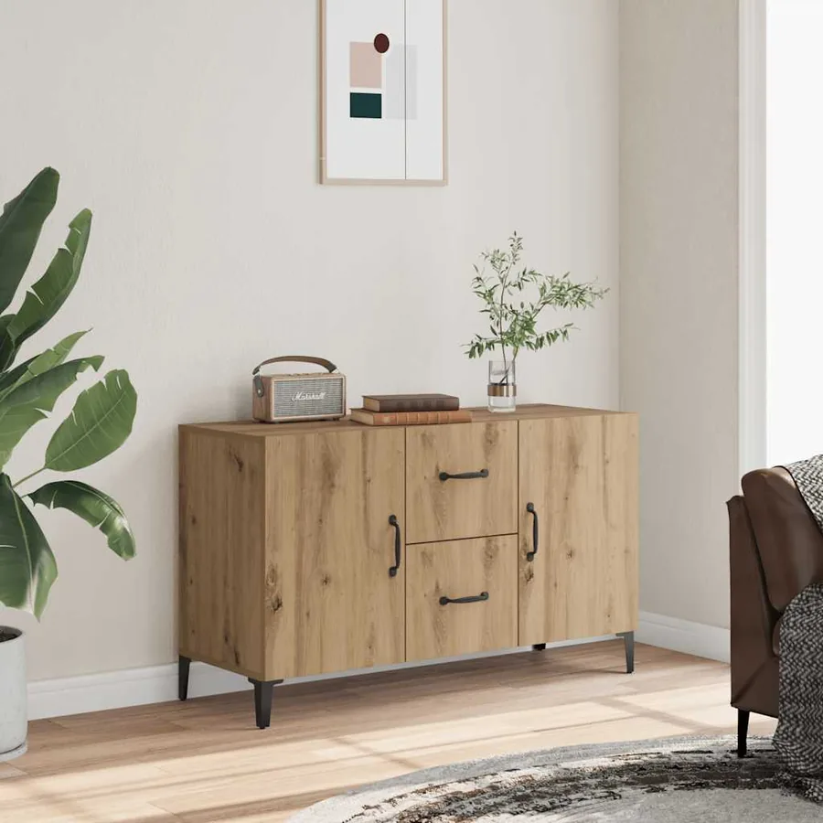 Buffet chêne artisanal 100x36x60 cm bois d'ingénierie
