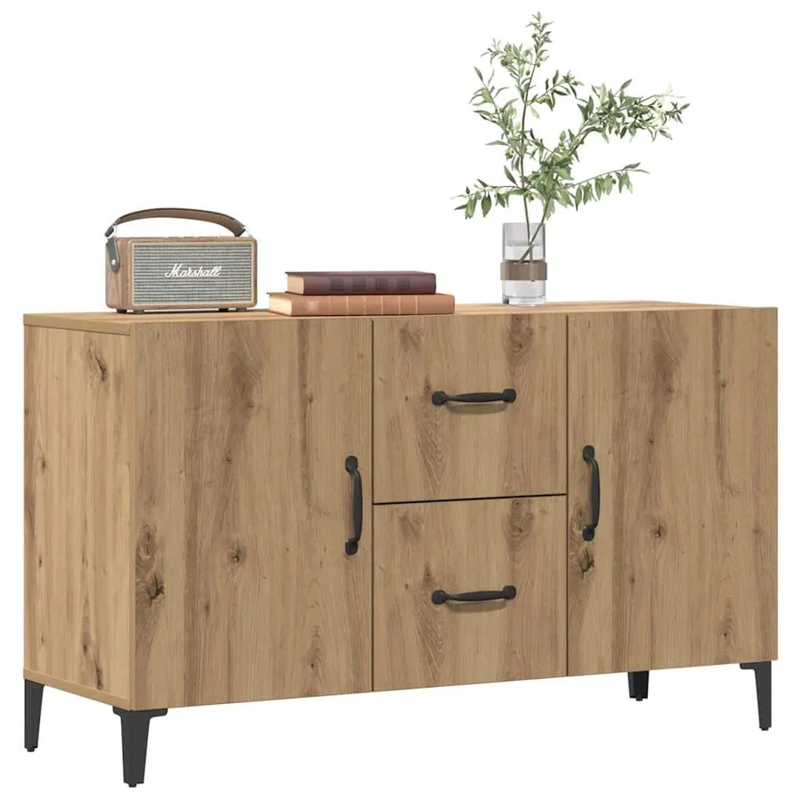 Buffet chêne artisanal 100x36x60 cm bois d'ingénierie - 3