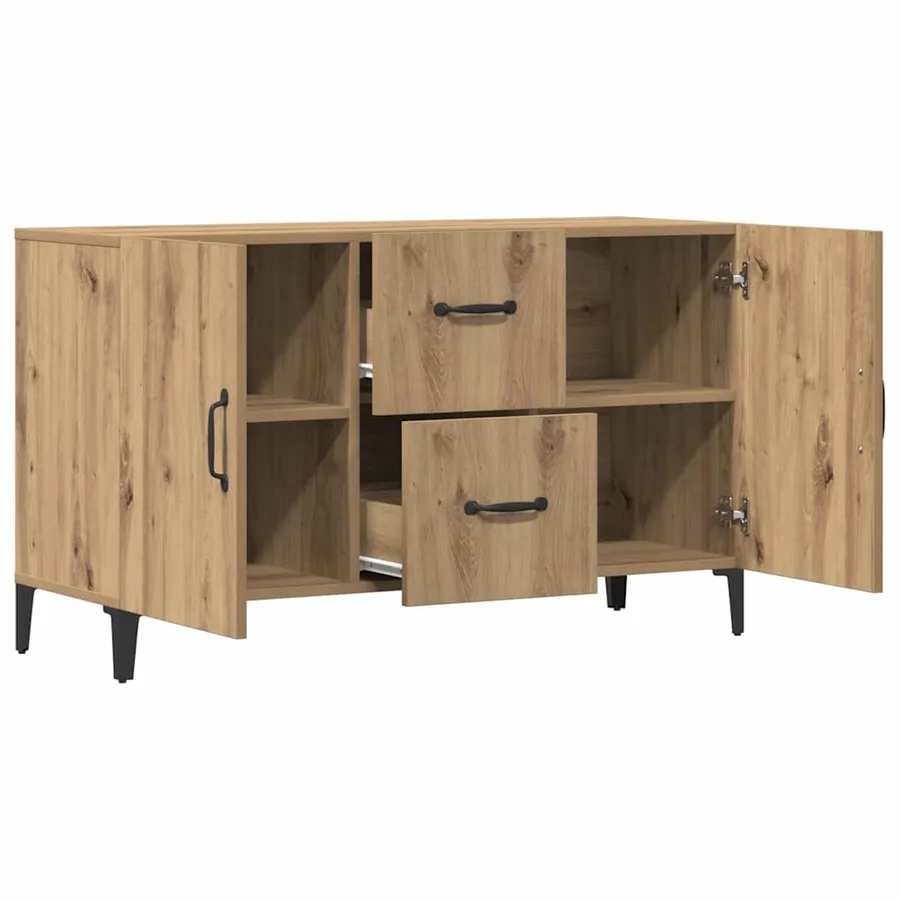 Buffet chêne artisanal 100x36x60 cm bois d'ingénierie - 4