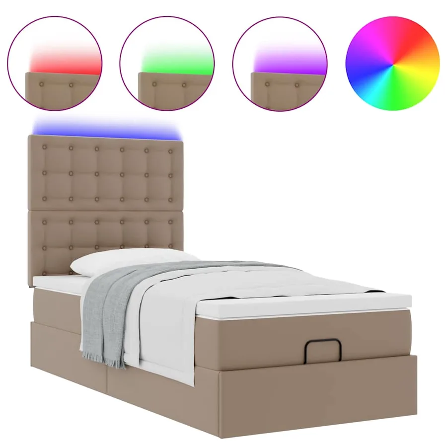 Cadre de lit ottoman et matelas cappuccino 100x200cm similicuir - 5