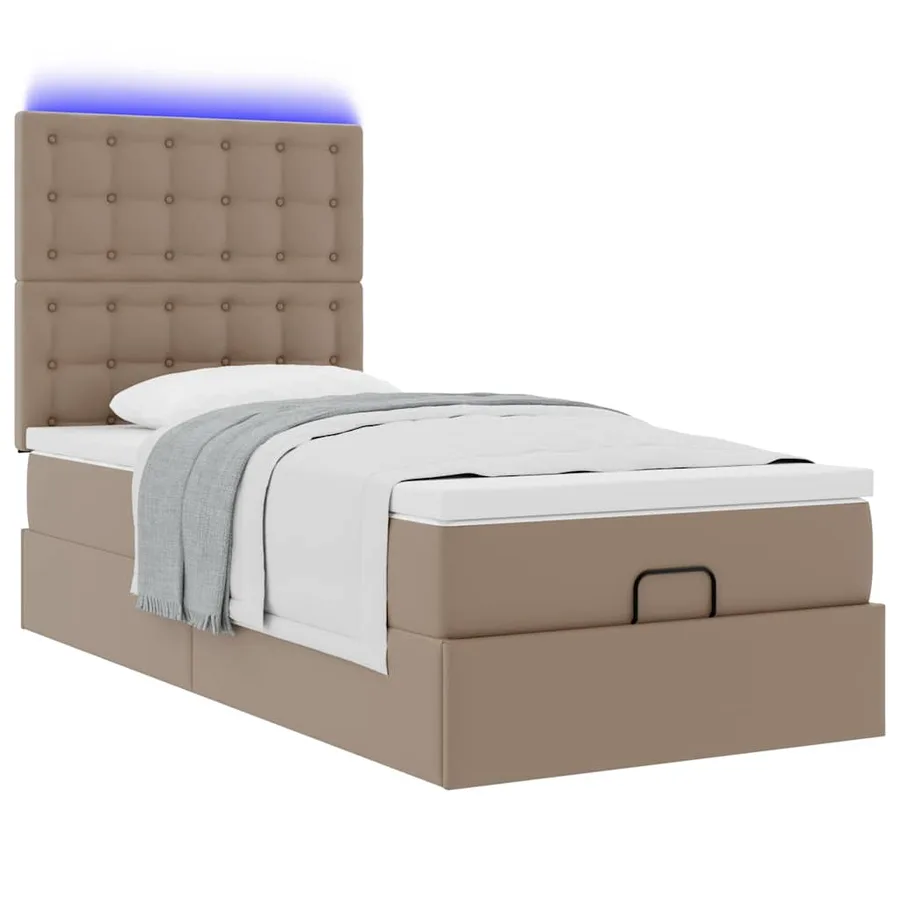 Cadre de lit ottoman et matelas cappuccino 100x200cm similicuir - 6