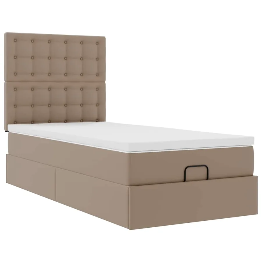 Cadre de lit ottoman et matelas cappuccino 100x200cm similicuir - 7