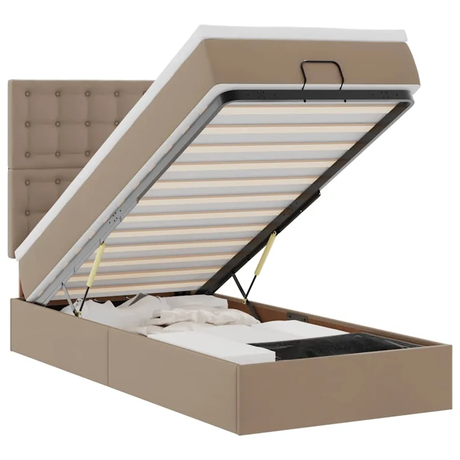 Lit ottoman et matelas cappuccino 100x200cm similicuir - 2