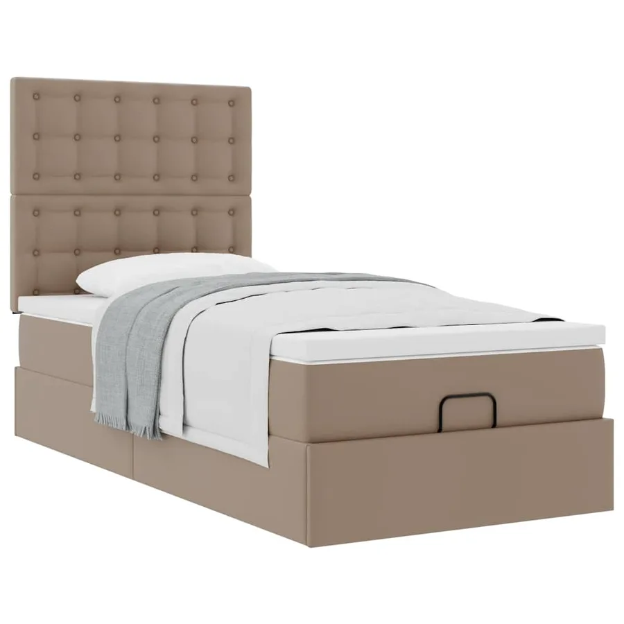 Lit ottoman et matelas cappuccino 100x200cm similicuir - 4