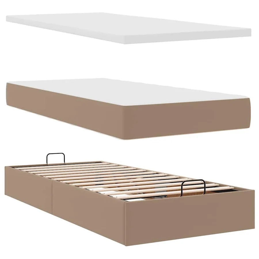 Lit ottoman et matelas cappuccino 100x200cm similicuir - 8