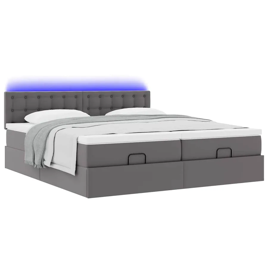 Lit ottoman avec matelas & LED Gris 180x200cm similicuir - 6