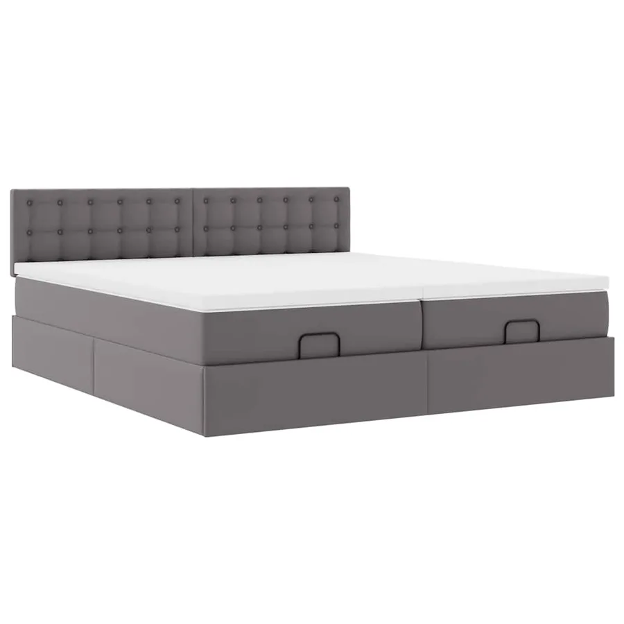 Lit ottoman avec matelas & LED Gris 180x200cm similicuir - 7