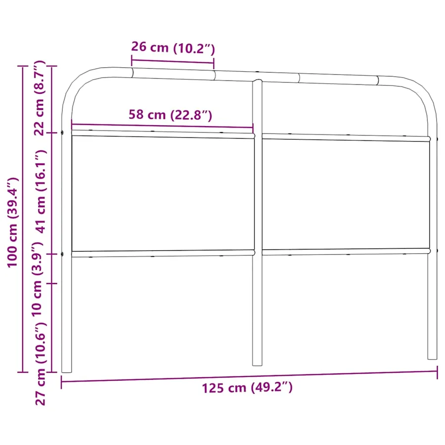Tête de lit de remplacement chêne marron 120 cm acier et bois d'ingénierie - 7
