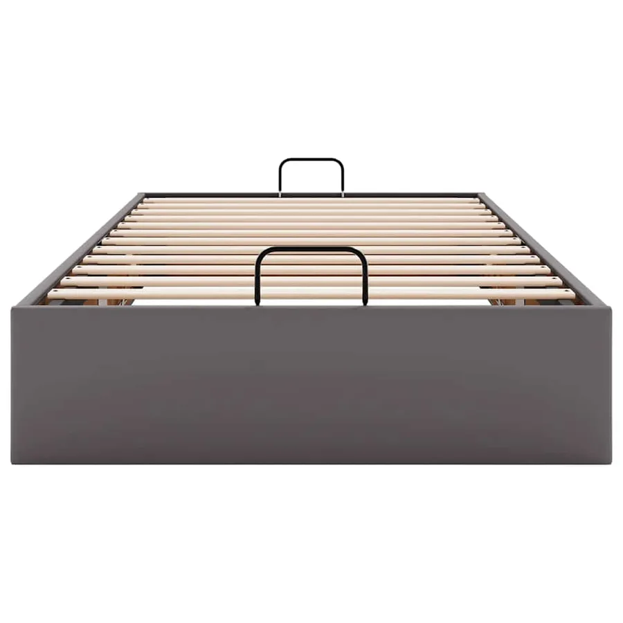 Cadre de lit ottoman sans matelas gris 90x200 cm similicuir - 7