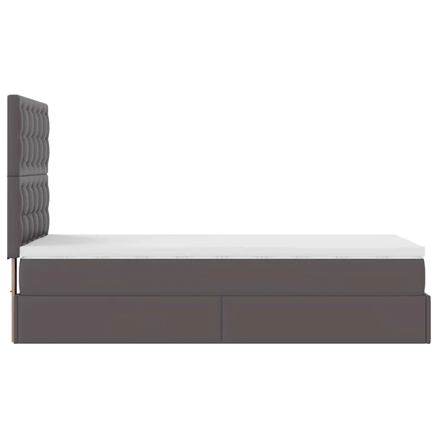 Lit ottoman avec matelas gris 90x200 cm similicuir - 10