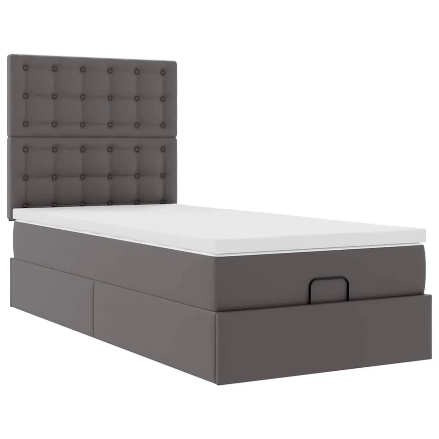 Lit ottoman avec matelas gris 90x200 cm similicuir - 6