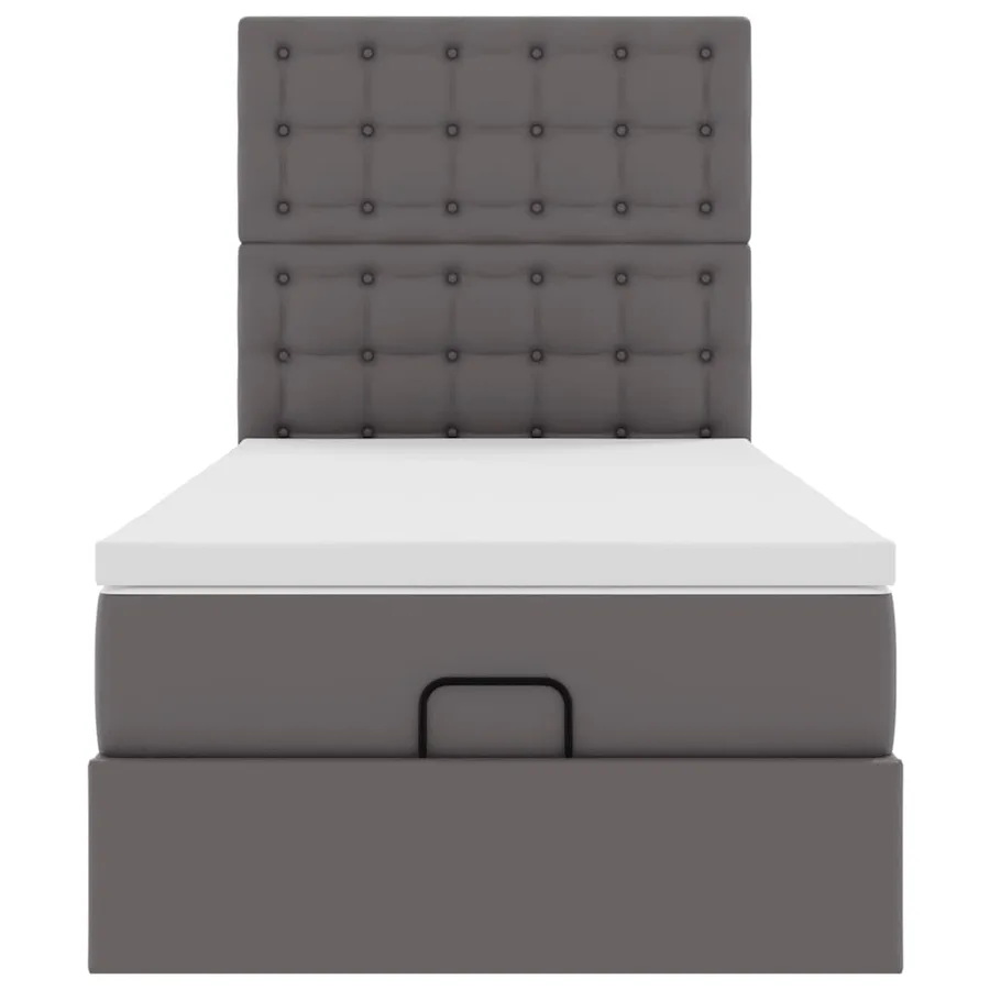 Lit ottoman avec matelas gris 90x200 cm similicuir - 7