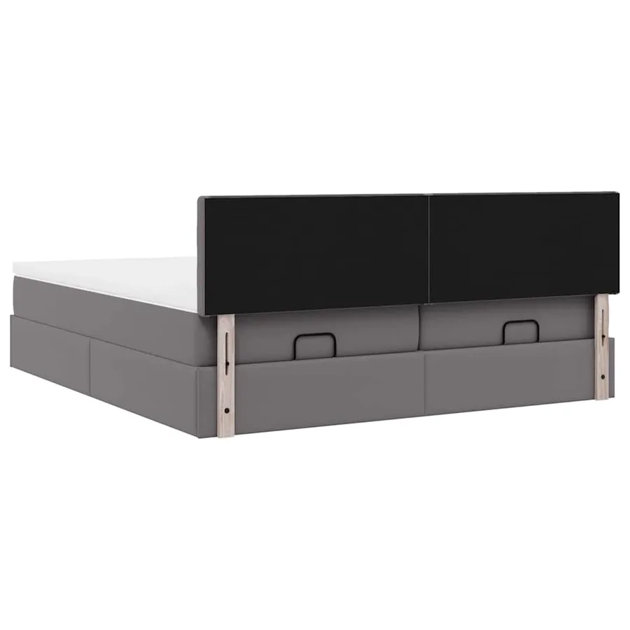 Lit ottoman avec matelas & LED Gris 160x200cm similicuir - 12