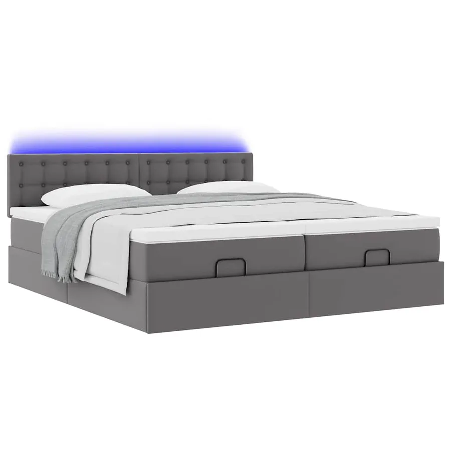 Lit ottoman avec matelas & LED Gris 160x200cm similicuir - 6