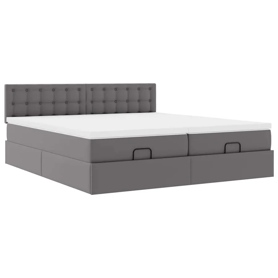 Lit ottoman avec matelas & LED Gris 160x200cm similicuir - 7