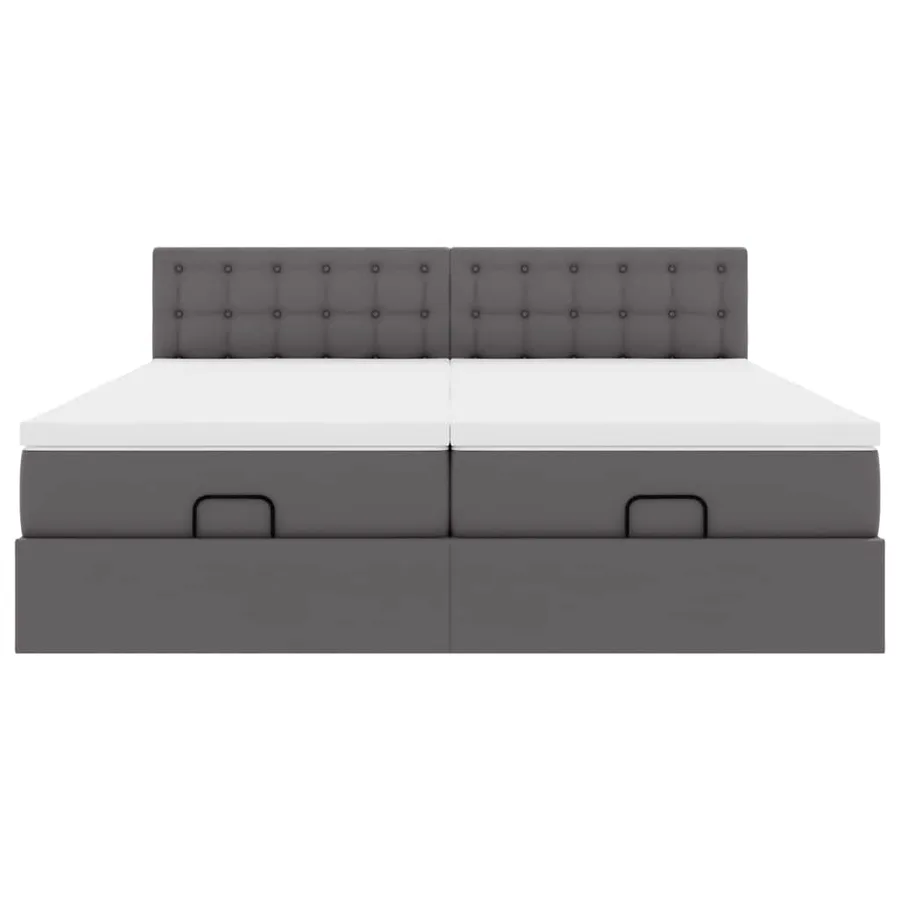 Lit ottoman avec matelas & LED Gris 160x200cm similicuir - 8