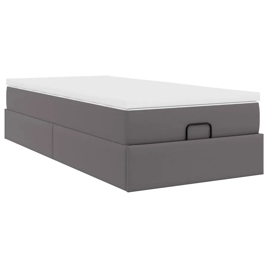 Cadre de lit ottoman avec matelas gris 80x200 cm similicuir - 10