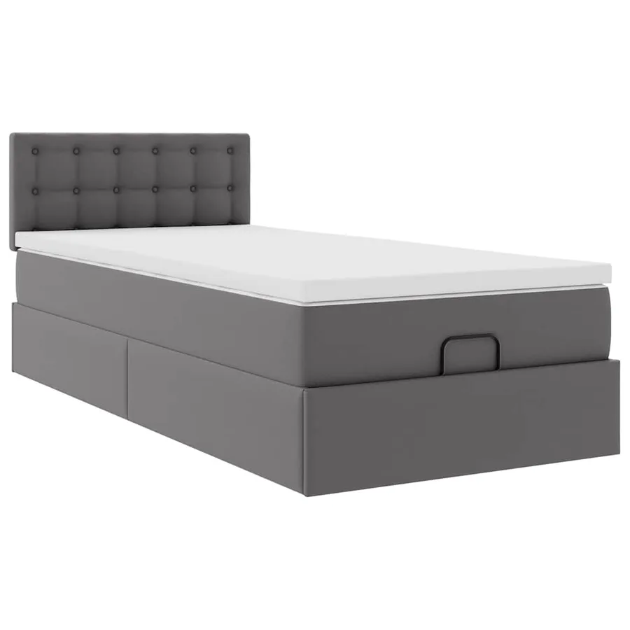 Lit ottoman avec matelas gris 80x200 cm similicuir - 6
