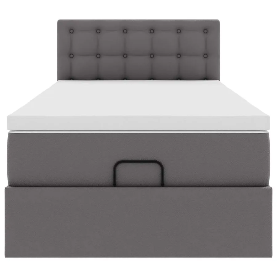 Lit ottoman avec matelas gris 80x200 cm similicuir - 7