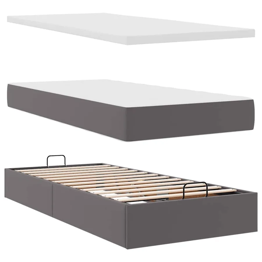 Lit ottoman avec matelas gris 80x200 cm similicuir - 8