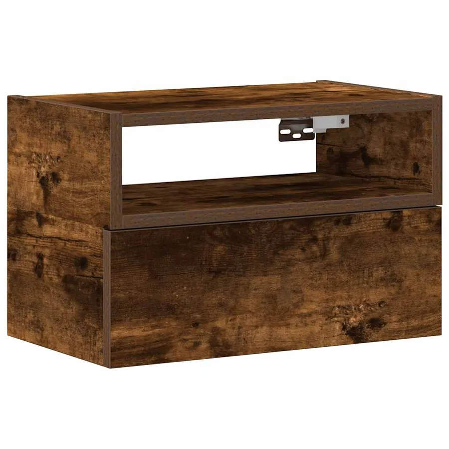 Table de chevet murale chêne fumé 45x26x28,5 cm - 2