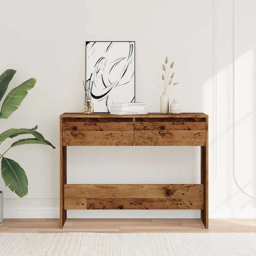 Table console vieux bois 100x35x76,5 cm bois d'ingénierie - 3
