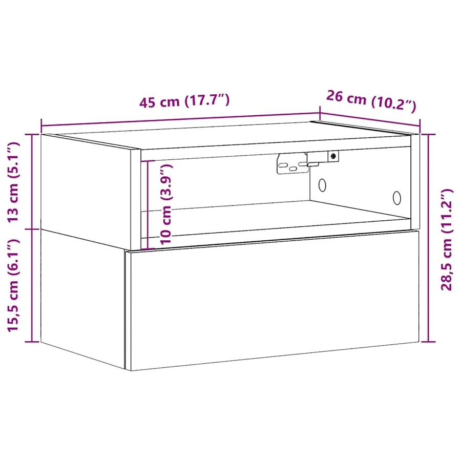 Table de chevet murale sonoma gris 45x26x28,5 cm - 11
